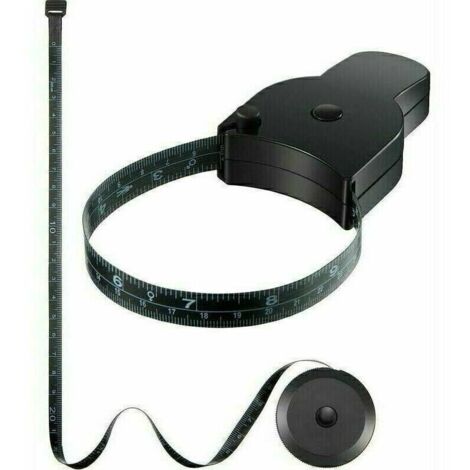 Lot de 2 rubans à mesurer pour le corps Ruban à mesurer en tissu de 60 pouces Comprend une goupille de fermeture et un ruban rétractable à bouton-poussoir Noir