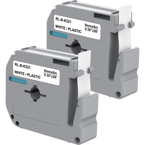 Lot de 2 Rubans Blanc compatible Brother P-touch MK221 - Etiquette 9mm x 8m Phonillico®