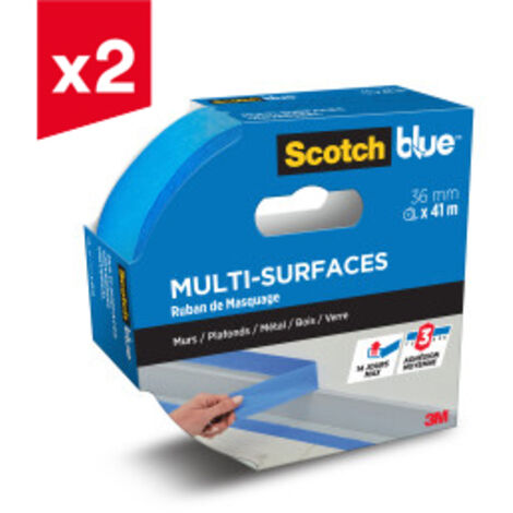 Lot de 2 rubans de masquage Multi-Surfaces ScotchBlue™, 36 mm x 41 m, 1 Rouleau/Emballage, 100% PEFC, SGSCH-PEFC-COC-110078