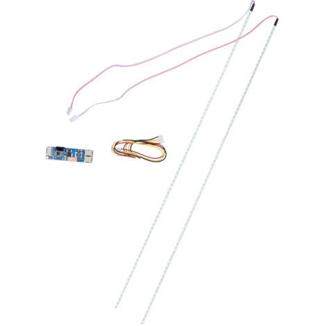 Lot de 2 rubans LED pour écran LCD avec carte driver et connecteur, 490mm, haute luminosité