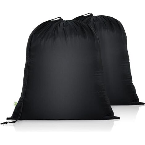 Lot de 2 Sac à Linge Sale Voyage Pliable Sac de Rangement Cordon de Serrage Sacs en Tissu Sacs de Blanchisserie pour Jouets Maison Dortoir Camping Collège (46x58cm, Noir)