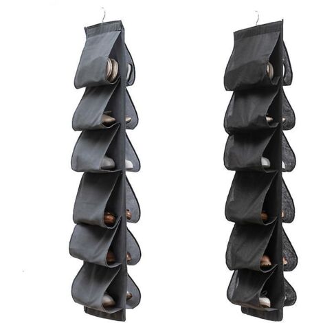 lot De 2 Sac De Rangement Pour Chaussures - 12 Poches Sur La Porte - Pliable Pour Accrocher Les Armoires  Chaussures Avec Crochets