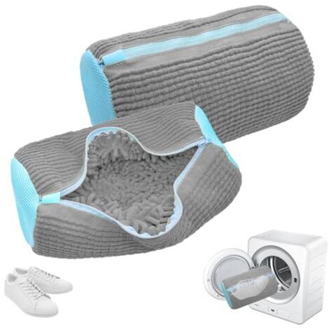 Lot de 2 Sac Lavage Chaussures Machine à Laver, Réutilisable Portable 360° Sac de Lavage pour Chaussures avec Fermeture Éclair, Sacs à Linge pour Chaussures Protection pour Chaussure, gris
