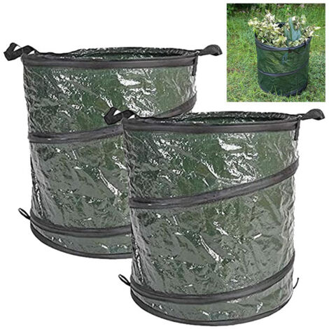 Lot de 2 Sacco per Rifiuti da Giardino Autonomo e Pieghevole, Stabile e Robusto 46 x 47 cm, Capacità 115 litri