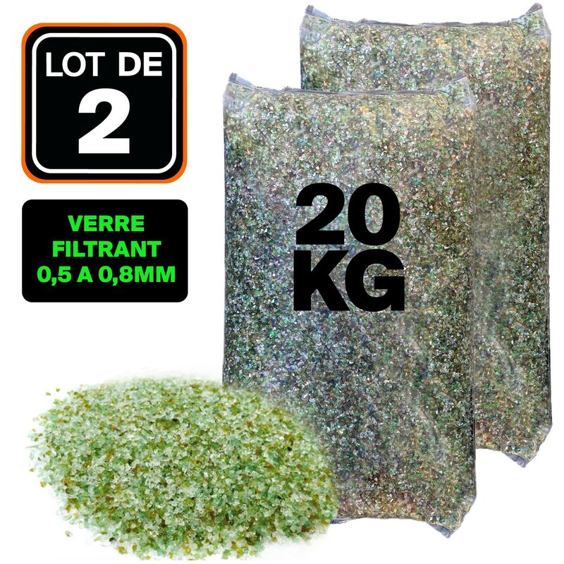 Llofer - lot de 2 sacs 20KG verre filtrant 0,4 a 1,6 mm