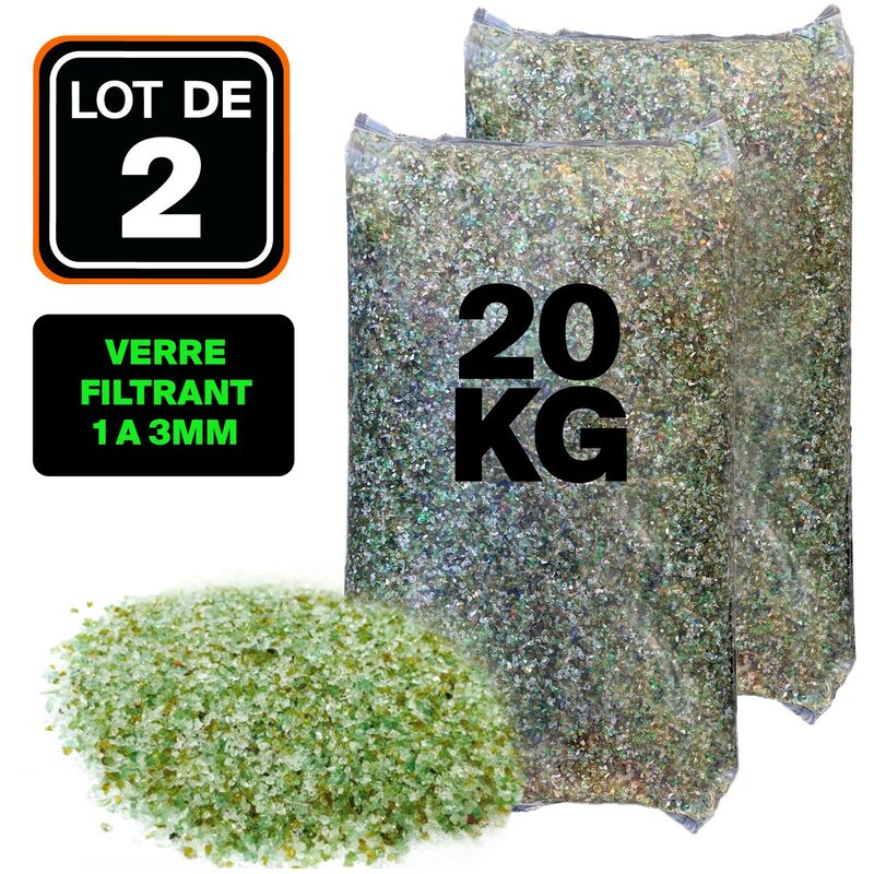 Llofer - lot de 2 sacs 20KG verre filtrant 1,6 a 3MM