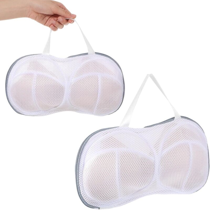 Lot de 2 sacs à linge pour machine à laver, soutien-gorge, sous-vêtements, sac de lavage et séchage avec poignée et fermeture éclair, conserve sa