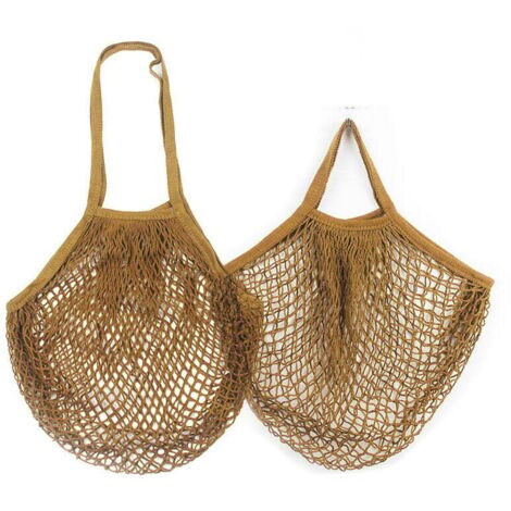 Lot de 2 sacs à provisions en filet de couleur café vif