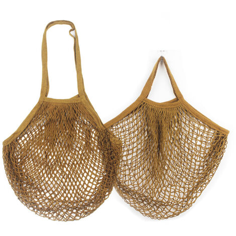 Lot de 2 sacs à provisions en filet de couleur café vif
