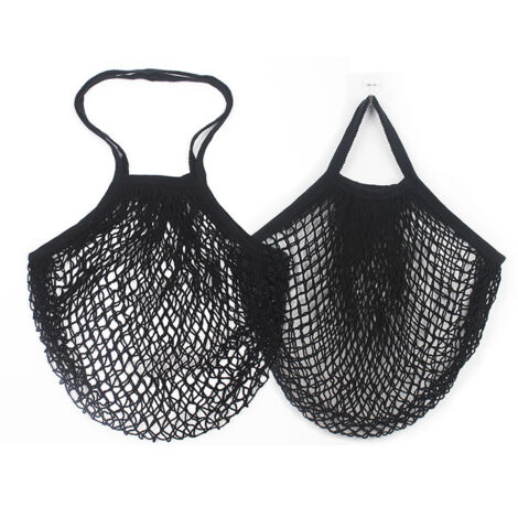 Lot de 2 sacs à provisions en filet noir brillant