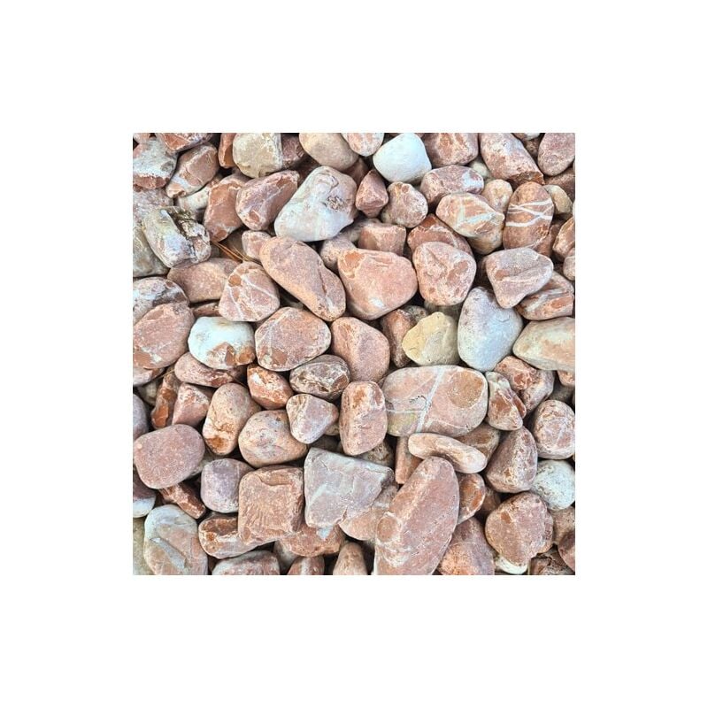 King Matériaux - Lot de 2 sacs de +/- 20 kg - Galet Rose De Marbre 12/25