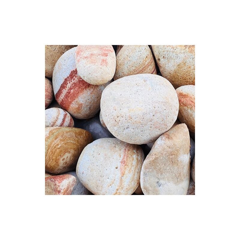 King Matériaux - Lot de 2 sacs de +/- 20 kg - Gros Galet Orange Rainbow 50/100