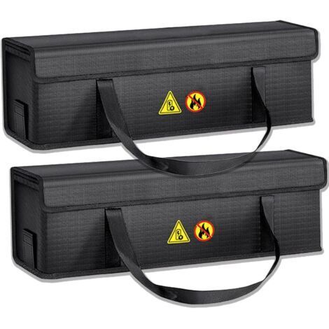 Lot de 2 sacs de batterie Ebike - Étanche et anti-explosion - Résistant au feu jusqu'à 2300 °C - 6 couches - Pour le stockage, le transport - 49 x 15 x 15 cm