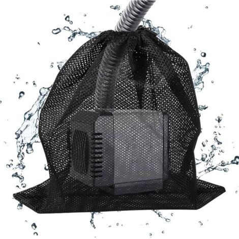 Lot de 2 sacs de blocage pour pompe de bassin - Filet de filtration industriel - Pour filtre de bassin biologique - Noir