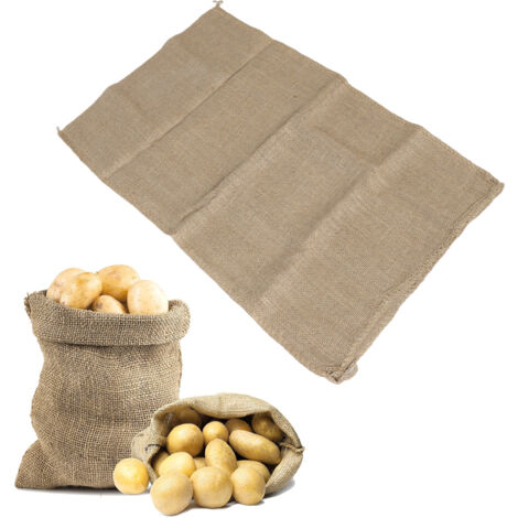 Lot de 2 sacs de course en sac (60 x 100 cm) en toile de jute réutilisable, parfaits pour les jeux de jardin en famille ou le rangement des légumes.