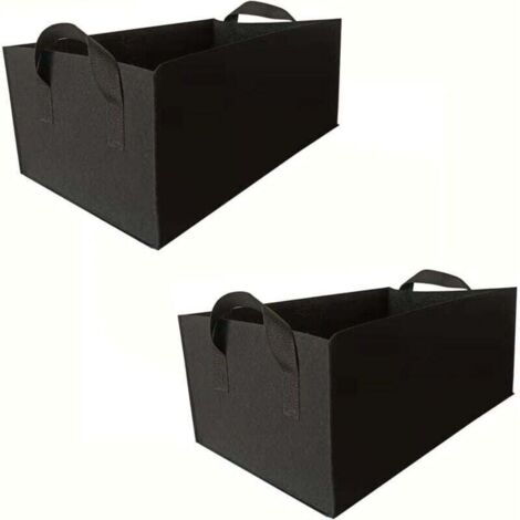 Lot de 2 Sacs de Culture en Tissu Non tissé épais – Pots de Fleurs rectangulaires avec poignées for légumes, Fruits et Fleurs(Schwarz,40x30x20cm)
