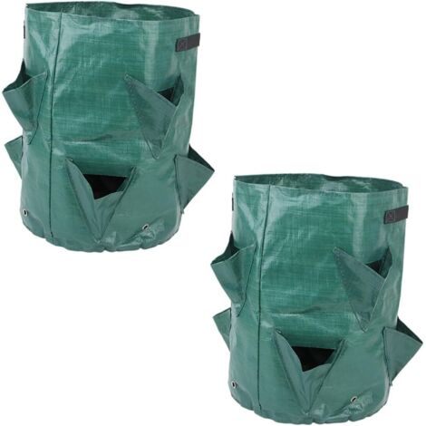 Lot de 2 sacs de culture non tissés en PE pour fraisiers