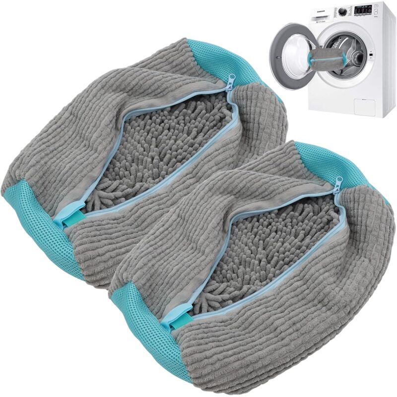 Image of Rapanda - Lot de 2 sacs de lavage pour chaussures en forme de baskets, fermeture éclair, pour machine à laver, protection pour chaussures et