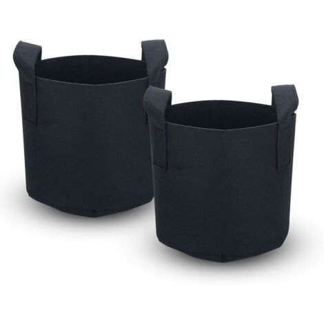 Lot de 2 Sacs de Plantation Non-tissés de 38 litres – 10 gallons – 40 x 30 cm – avec poignées de Transport - pour Jardin, Serre, etc. - Sac de jardinière