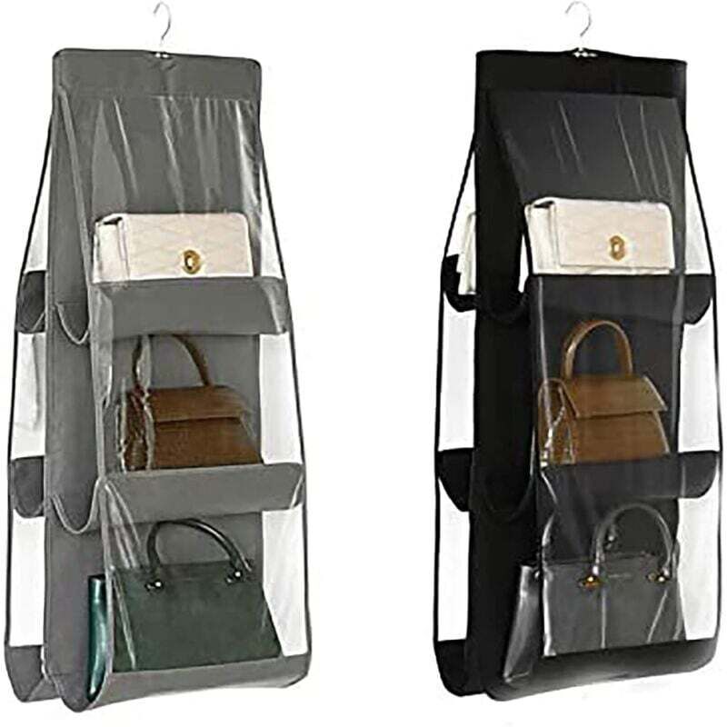 Lot de 2 sacs de rangement suspendus pour sac à main, sac anti-poussière à six couches