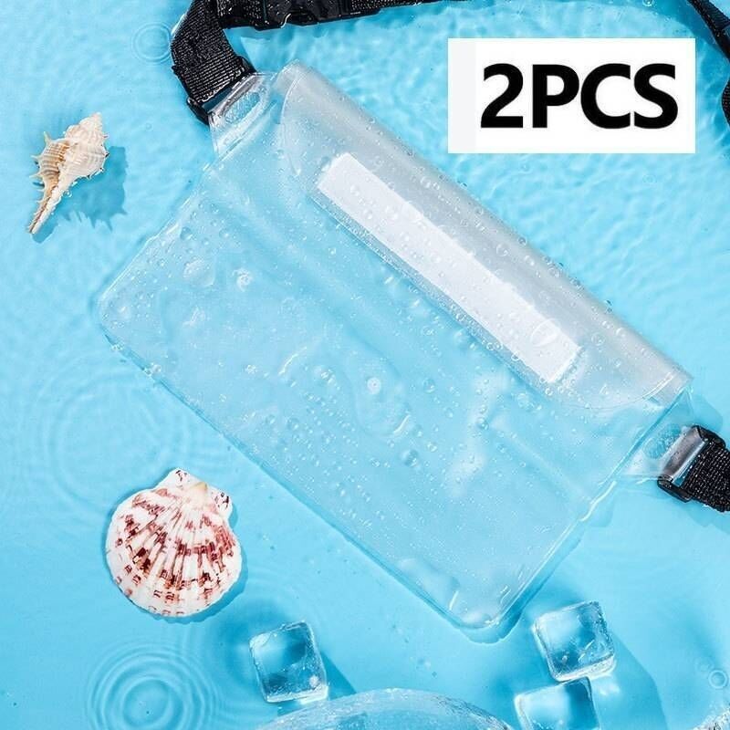 Lot de 2 sacs étanches avec sangles réglables pour téléphones portables, natation, rafting, camping et randonnée (blanc)