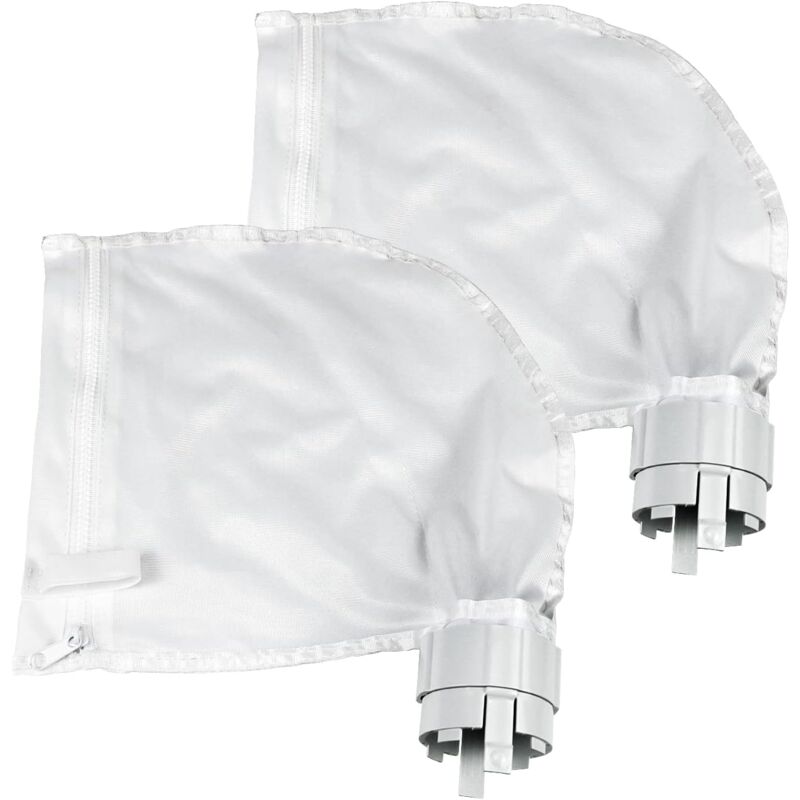 Lot de 2 Sacs Filtrants pour Nettoyeur de Piscine Convient pour Polaris360 et 380 Nettoyeur de Piscine Design Zippé et Réglable en Blanc