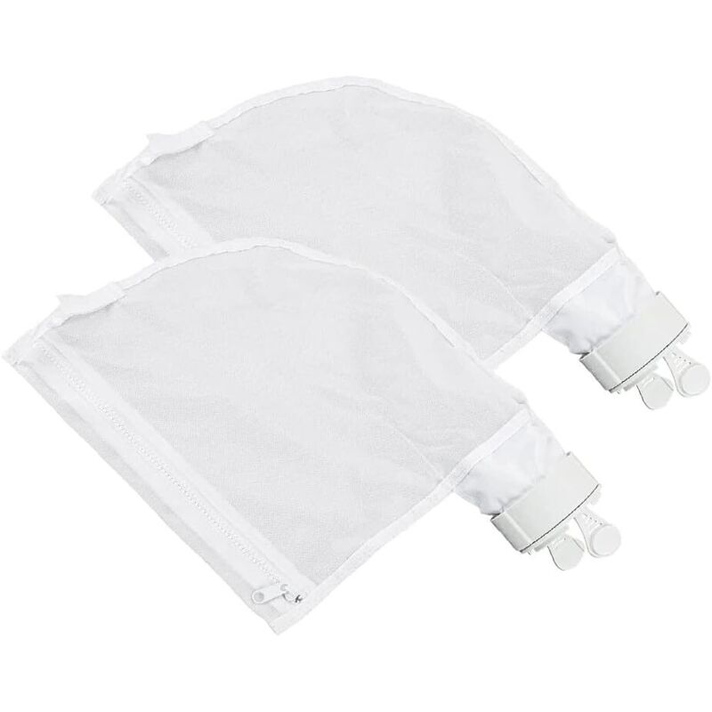 Lot de 2 Sacs Filtrants pour Nettoyeur de Piscine Polaris 280 et 480 Design Zipp et Rglable en Blanc