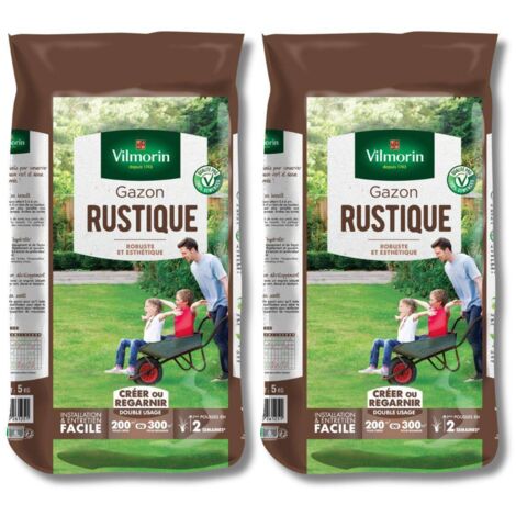 Lot de 2 Sacs Gazon Vilmorin Rustique 5 kg – Pour une Pelouse Robuste et Dense
