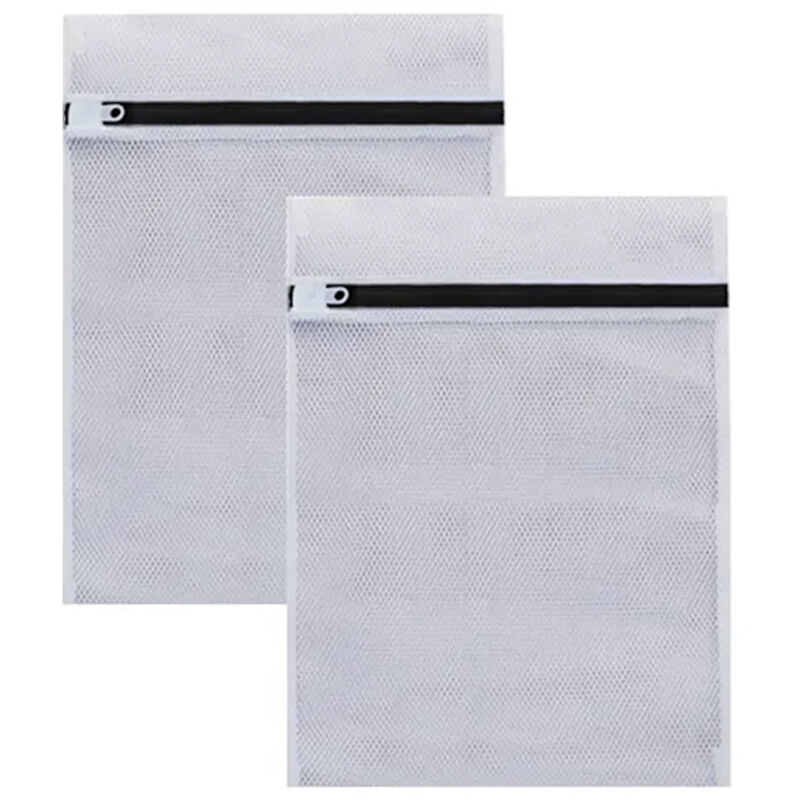 Lot de 2 sacs lavables pour machine, filet anti-déformation pour pulls et soutiens-gorges - Blanc 40x50 cm