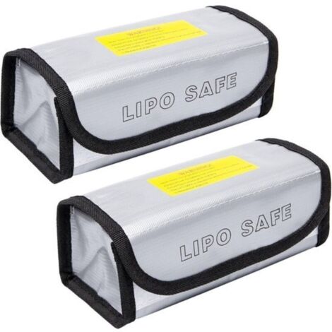 Lot de 2 sacs pour batteries LiPo, sacs ignifugés et antidéflagrants, protection contre le feu et les explosions.