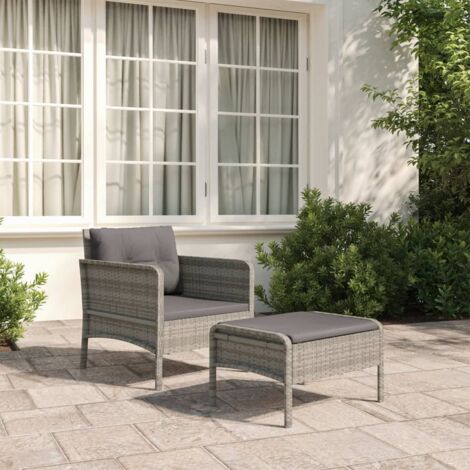 Lot de 2 Salon de jardin  Salon d'extérieur  Ensemble Meuble de Jardin  Mobilier d'Extérieur avec coussins Gris Résine tressée XFNRX706338