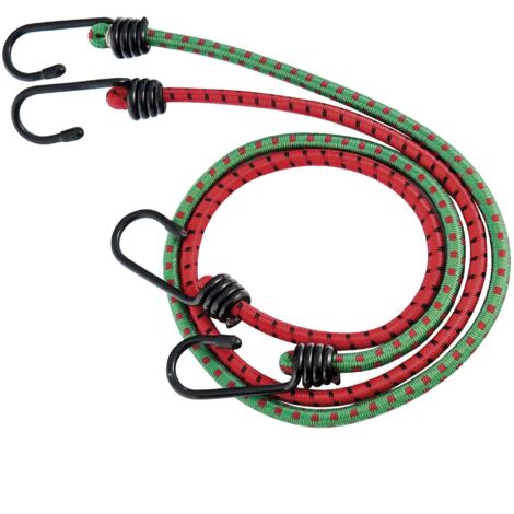 Lot de 2 sandows 150 cm avec crochets en acier plastifié – Résistance accrue – Pour fixation d'objets lourds – Diamètre 12 mm – Materiel De Pro