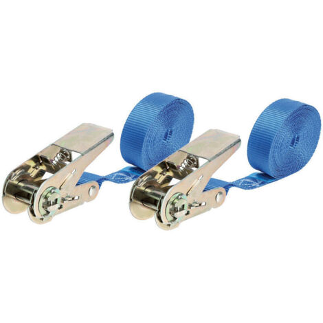 Lot de 2 sangles d'arrimage à cliquet 500 kg - 5m x 25mm
