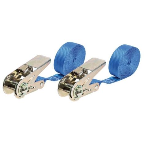 Lot de 2 sangles d'arrimage à cliquet 500 kg - 5m x 25mm
