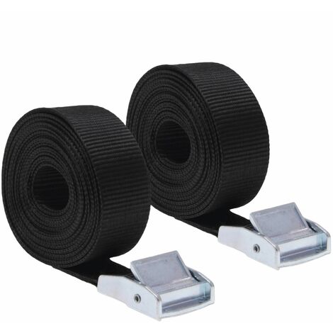 Lot de 2 sangles d'arrimage avec boucle - 25 mm x 2,5 m - Noir - Linxor
