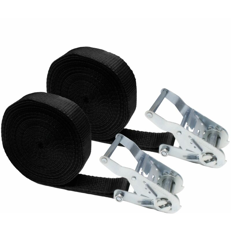 Lot de 2 sangles d'arrimage à cliquet - 35 mm x 7 m - Noir Linxor