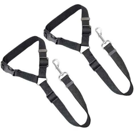 Lot de 2 sangles de ceinture de sécurité pour chien et chat, réglables, en nylon, pour appui-tête de voiture