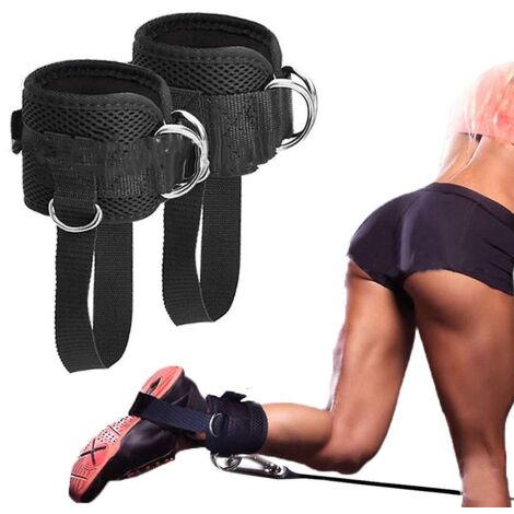 Lot de 2 sangles de cheville réglables pour machine à câble, sangle de cheville de gymnastique