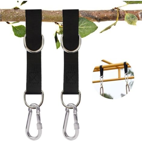 Lot de 2 sangles de suspension pour balançoire de 55 cm avec mousqueton, idéales pour siège de balançoire, hamac, bâche