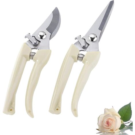 Lot de 2 sécateurs de qualité supérieure, en acier inoxydable épais, pour la taille des plantes et des branches.-AquaForge