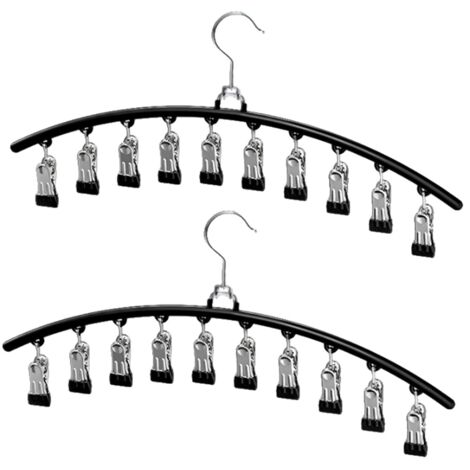 Lot de 2 Séchoirs à Chaussettes en Acier Inoxydable avec 10 Pinces Etendoir Chaussette Séchoir à Linge Anti-Vent pour Chaussettes sous-vêtements Serviettes et Petits Articles