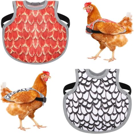 Lot de 2 Selles de Poule Réglables pour Poules de Petite et Moyenne Taille, Protection Imperméable Anti-Picorage, Maillot de Corps pour Volaille, Motif Camouflage Noir Blanc et Jaune