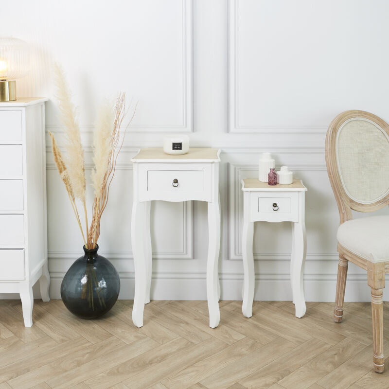Lot de 2 sellettes avec tiroir en MDF Victoria