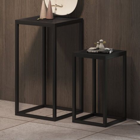 Lot de 2 sellettes en bois exotique noir - MAJA