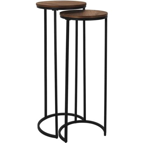 Lot de 2 sellettes gigognes effet acacia et métal VISBY