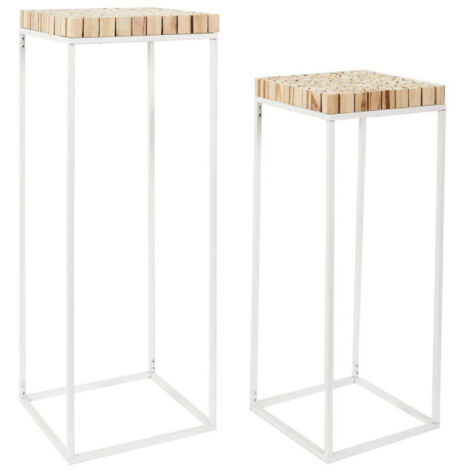 Lot de 2 Sellettes Gigognes "Rondin" 90cm Blanc