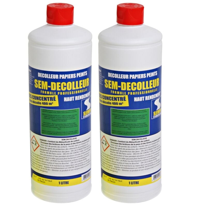 Lot de 2 Sem-Décolleur pour pour décoller tous les papiers peints Semin flacon de 1 l