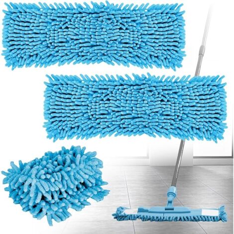 Lot de 2 serpillères en microfibre chenille - Housse de rechange - Serpillère plate en chenille - Pour une absorption idéale de la saleté - Idéal pour les sols tels que le carrelage et le stratifié