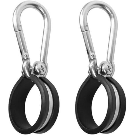 Lot de 2 serre-câbles en caoutchouc avec mousqueton - 40 mm - Colliers de serrage en acier inoxydable avec insert en caoutchouc