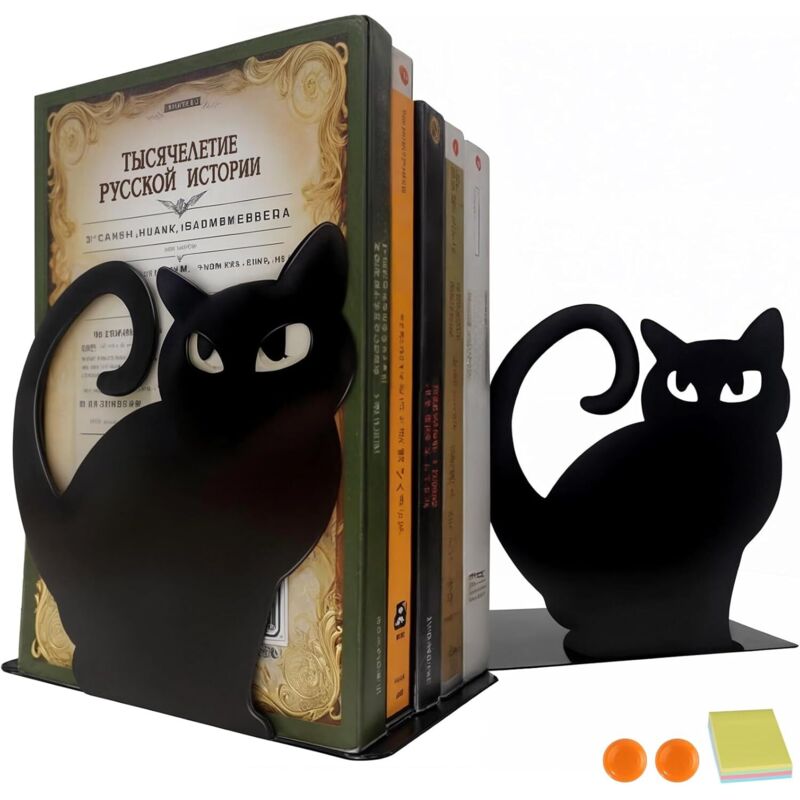 Lot de 2 Serre-Livres Chaton，Serre-Livres en Acier Inoxydable，Les Serre-Livres pouvant être utilisés comme Cadeaux conviennent aux écoles,